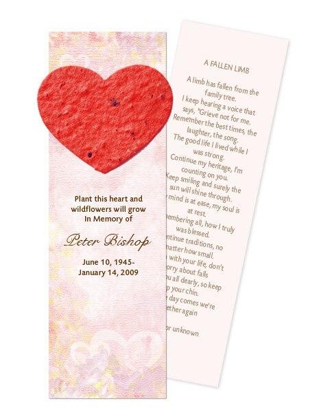 Heart Plantable Memorial Bookmark (Pack of 12) - The Funeral Program Site