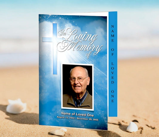 Heaven 4 - Sided Graduated Funeral Program Template - The Funeral Program Site