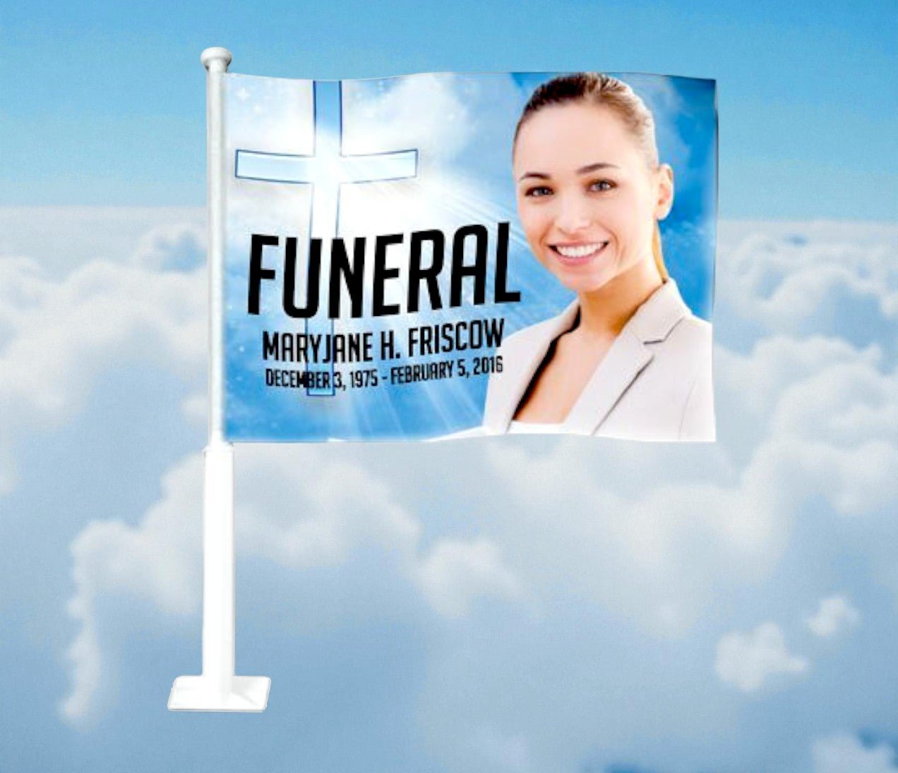 Heaven Funeral Car Flag and Pole - The Funeral Program Site