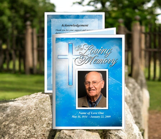 Heaven Small Memorial Card Template - The Funeral Program Site