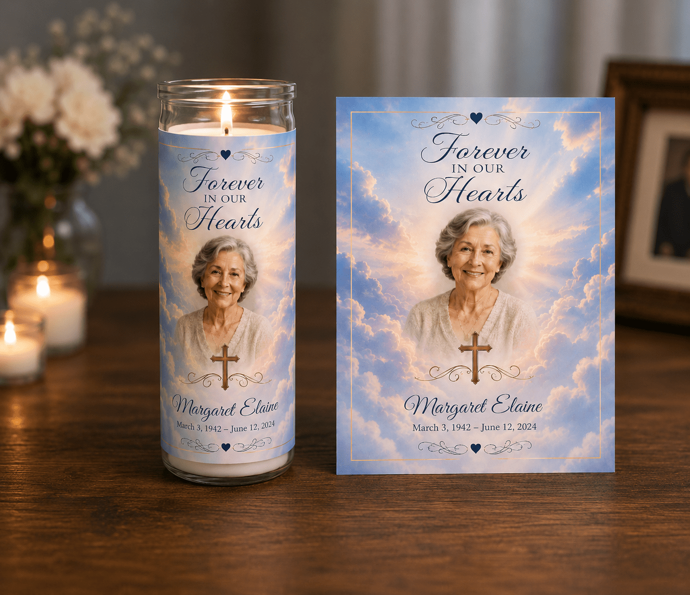 Heavenly Clouds DIY Memorial Candle Wrap Template - The Funeral Program Site