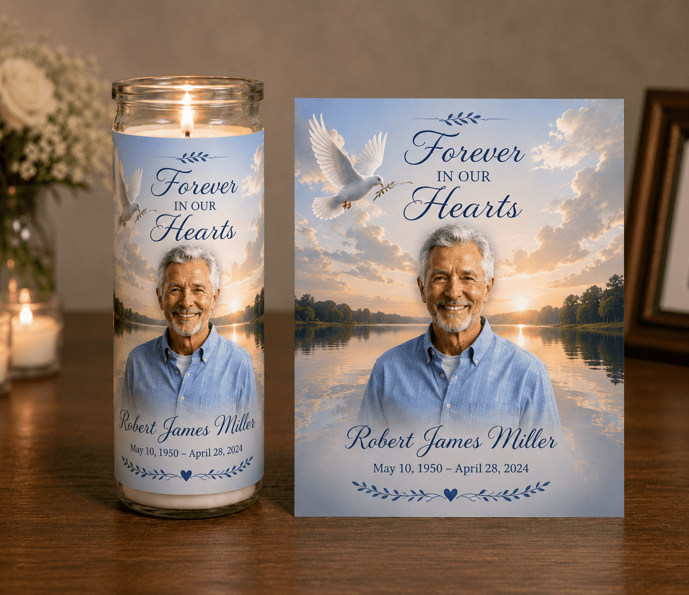 Heavenly Horizon DIY Memorial Candle Wrap Template - The Funeral Program Site