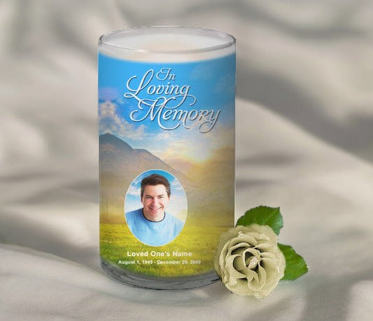 Horizon Personalized Glass Memorial Candle - The Funeral Program Site