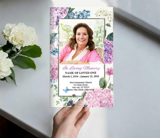 Hydrangea Watercolor Funeral Program Template - The Funeral Program Site