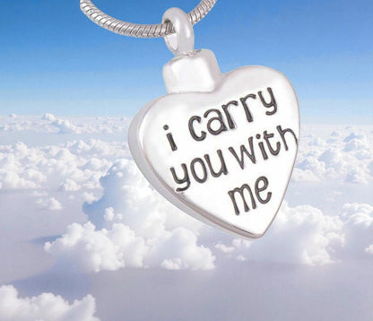 I Carry You With Me Urn Pendant Necklace - The Funeral Program Site