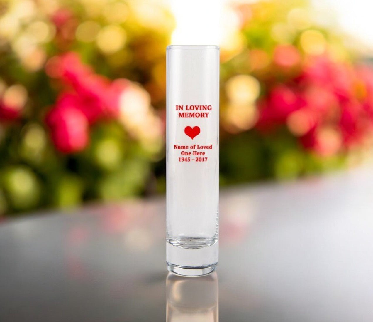 In Loving Memory Glass Bud Vase - The Funeral Program Site