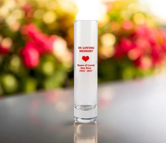 In Loving Memory Glass Bud Vase - The Funeral Program Site