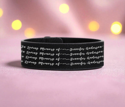 In Loving Memory Memorial Leatherette Bracelet Personalized - The Funeral Program Site