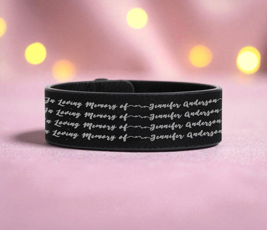 In Loving Memory Memorial Leatherette Bracelet Personalized - The Funeral Program Site