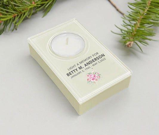 In Memory Rectangle Tea Light Candle Holder - The Funeral Program Site