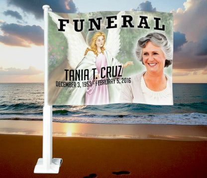 Bandera y mástil del coche funerario Faith 