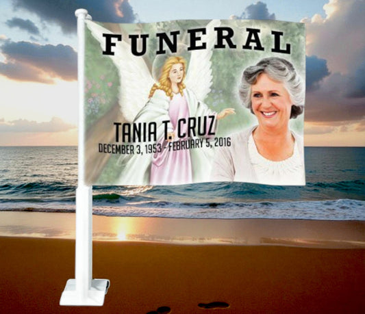 Bandera y mástil del coche funerario Faith 