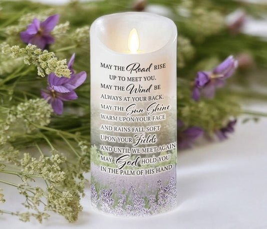 Irish Prayer Personalized Dancing Wick LED Memorial Candle - The Funeral Program Site