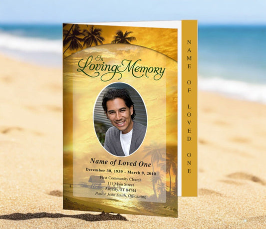 Island 4 - Sided Graduated Funeral Program Template - The Funeral Program Site
