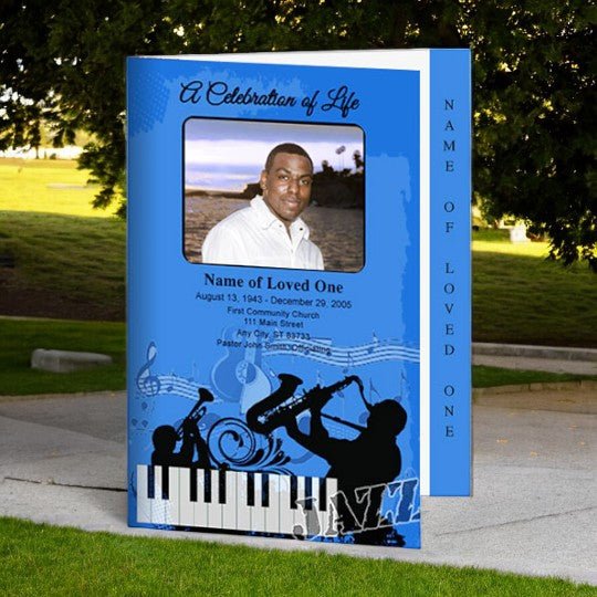 Jazz 4 - Sided Graduated Funeral Program Template - The Funeral Program Site