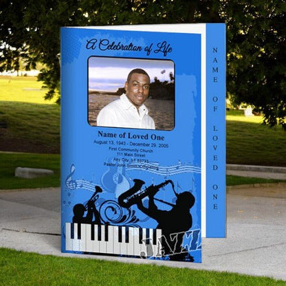 Jazz 4 - Sided Graduated Funeral Program Template - The Funeral Program Site