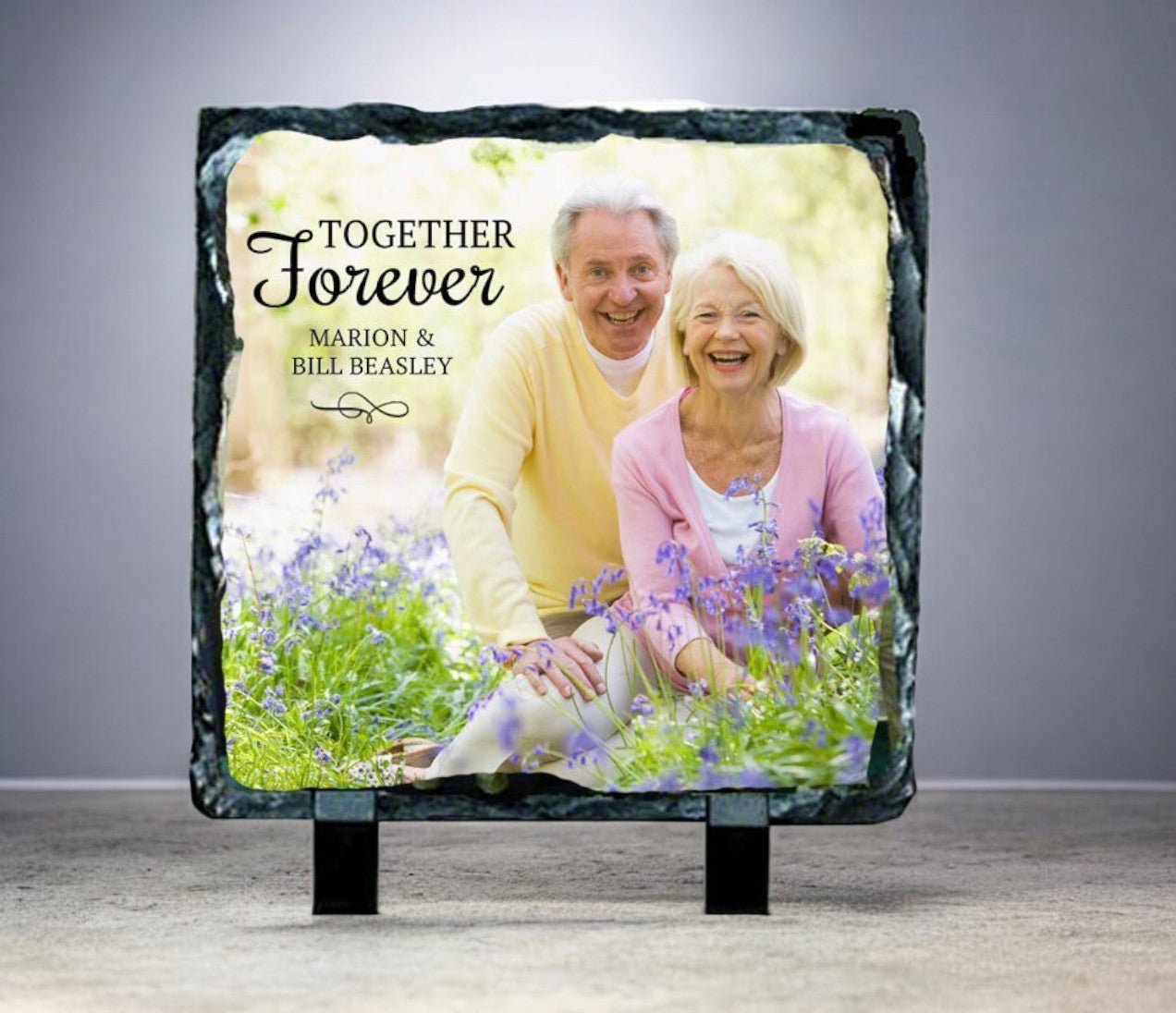 Large Square Memorial Slate Stone Plaque with Stand - The Funeral Program Site