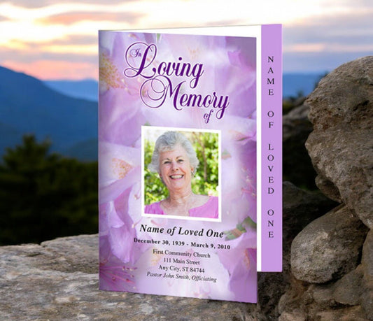 Lavender 4 - Sided Graduated Funeral Program Template - The Funeral Program Site