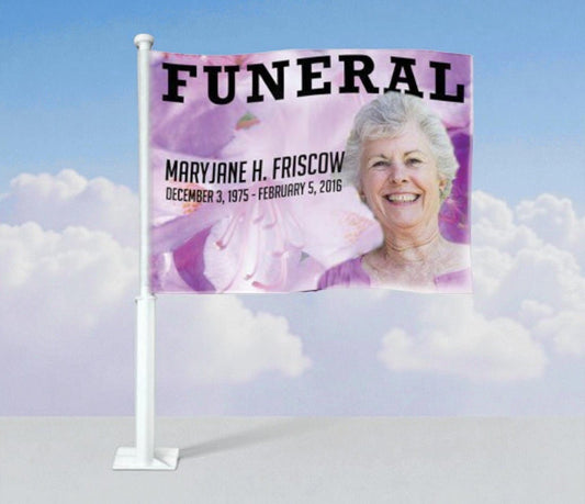Lavender Funeral Car Flag and Pole - The Funeral Program Site