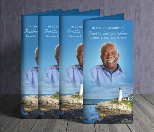 Lighthouse Long Fold Program Design & Print (Pack of 50) - The Funeral Program Site