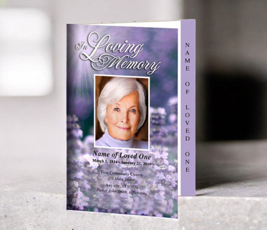Lilac 4 - Sided Graduated Funeral Program Template - The Funeral Program Site