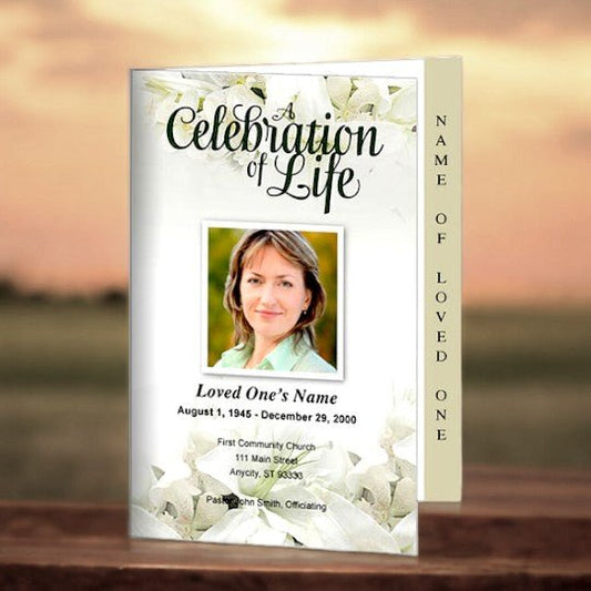 Lily 4 - Sided Graduated Funeral Program Template - The Funeral Program Site