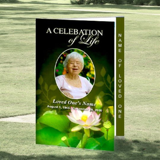 Lotus 4 - Sided Graduated Funeral Program Template - The Funeral Program Site