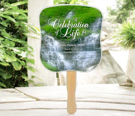 Majestic Cardstock Memorial Fan With Wooden Handle (Pack of 10) - The Funeral Program Site