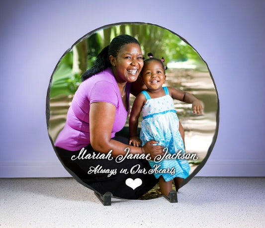 Large Round Memorial Slate Stone Plaque with Stand