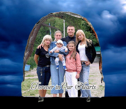 Half Oval Memorial Slate Stone Plaque with Stand