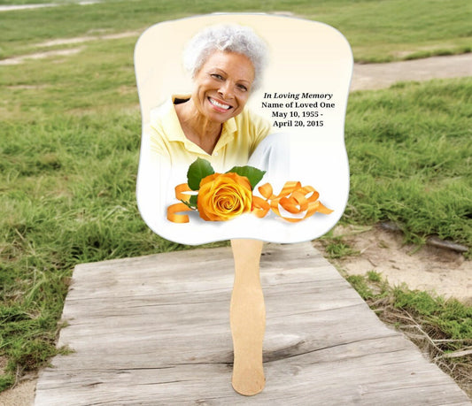 Memory Cardstock Memorial Fan With Wooden Handle (Pack of 10) - The Funeral Program Site