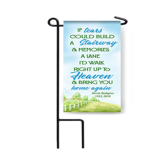 Personalized If Tears Stairway Mini Memorial Flag With Stand