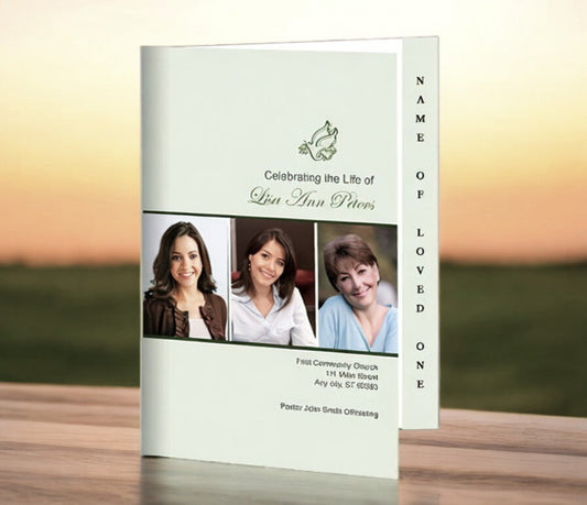 Modern Dove 4 - Sided Graduated Funeral Program Template - The Funeral Program Site