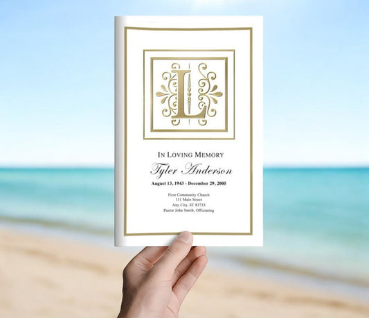 Monogram Gold L Funeral Program Template - The Funeral Program Site