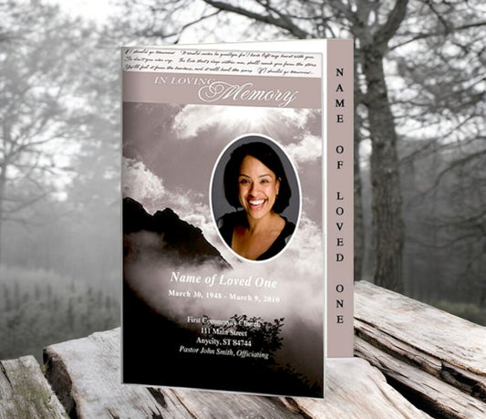 Mountain 4 - Sided Graduated Funeral Program Template - The Funeral Program Site