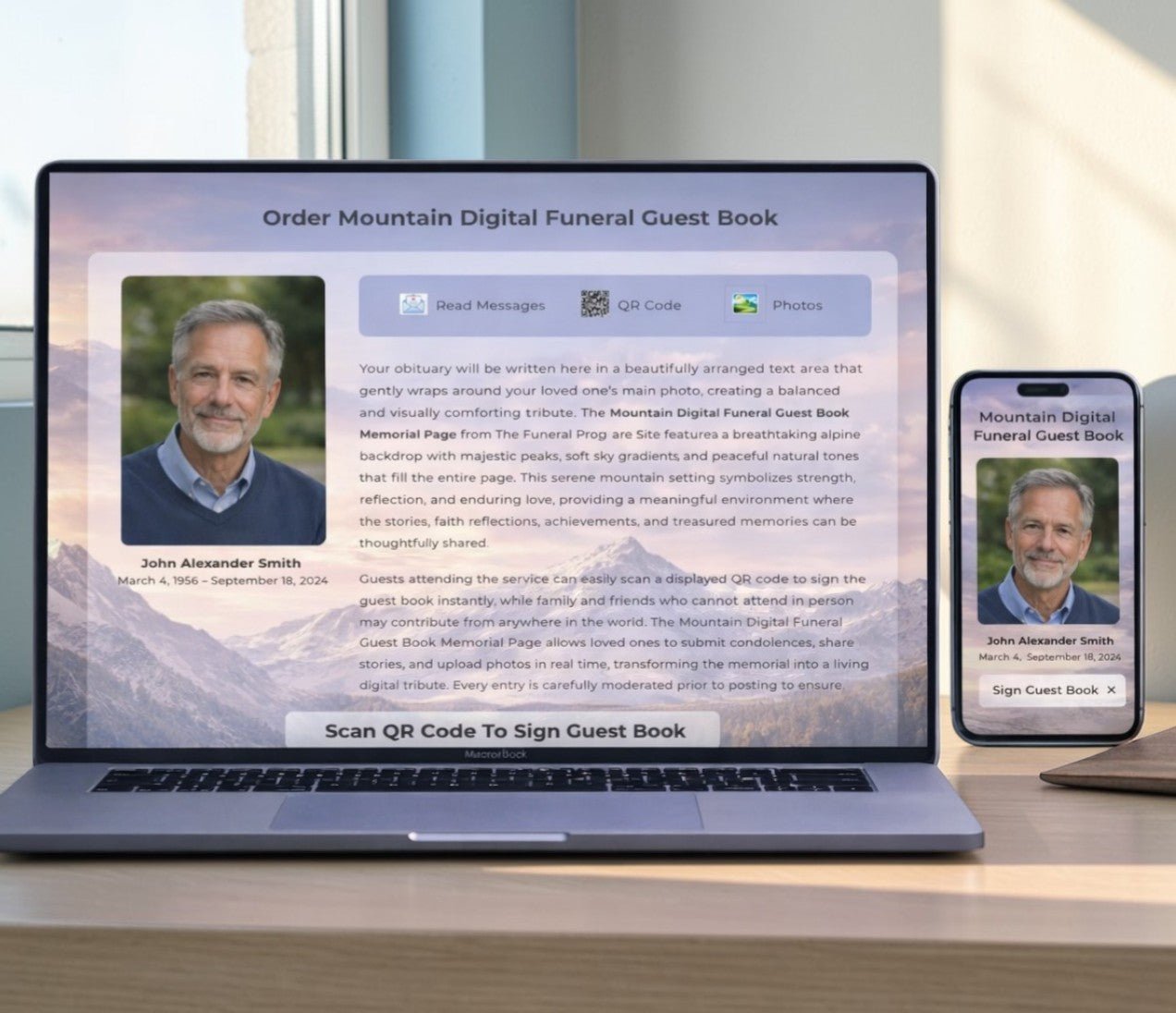 Mountain Digital Funeral Guest Book - The Funeral Program Site