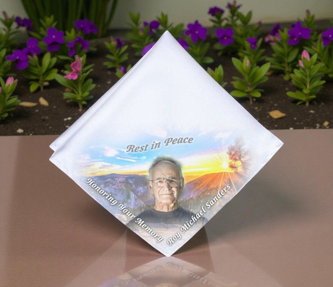 Mountaintop Horizon Personalized Memorial Handkerchief - The Funeral Program Site