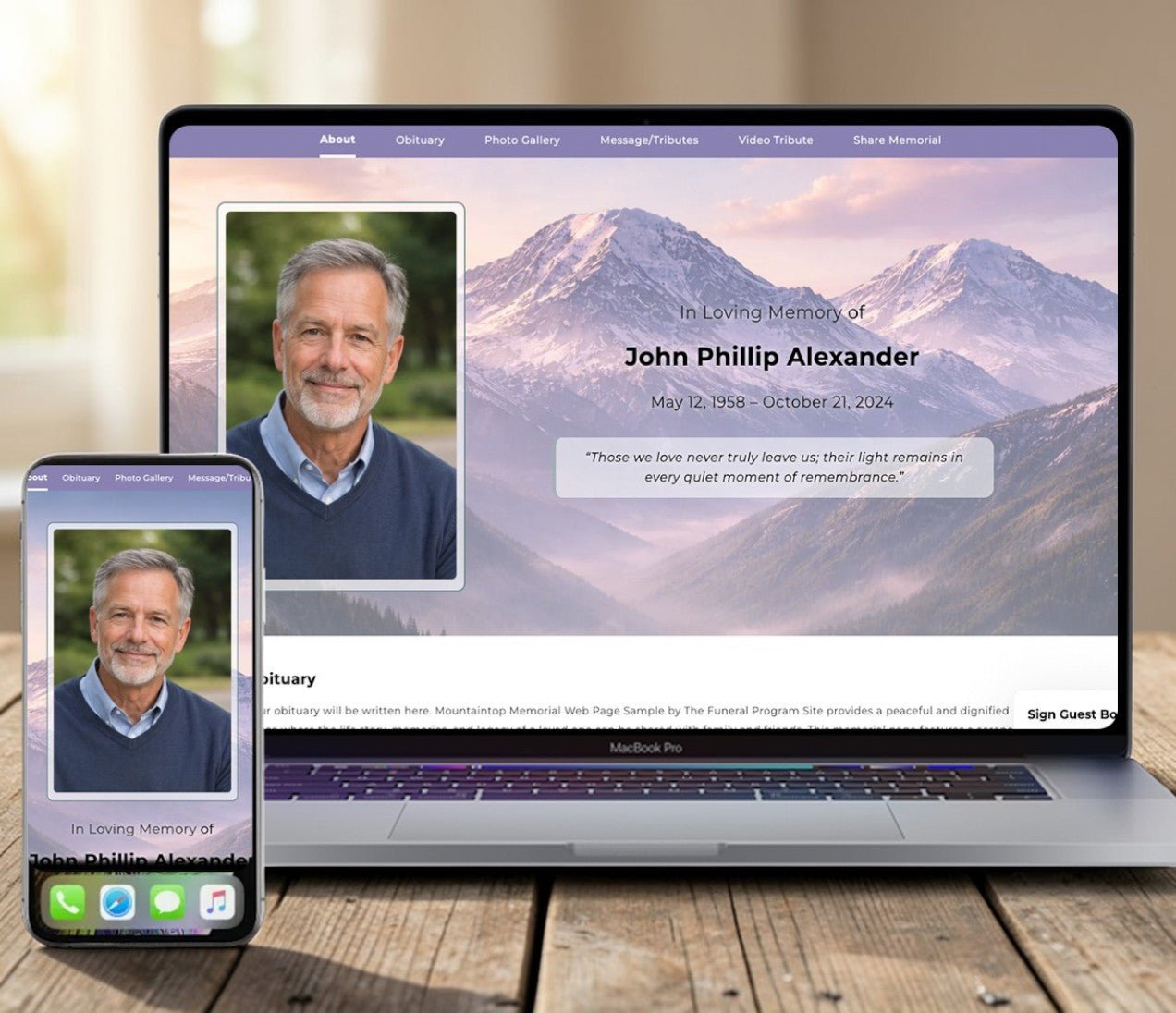 Memorial Website - Mountaintop Online Memorial Web Page – The Funeral ...