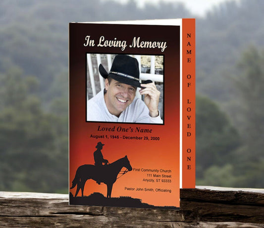 Mustang 4 - Sided Graduated Funeral Program Template - The Funeral Program Site