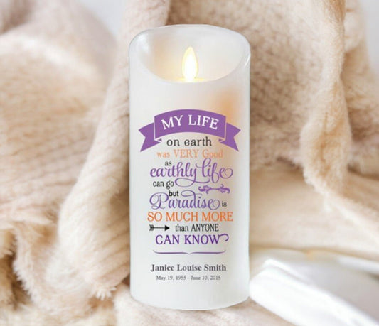 My Life On Earth Dancing Wick LED Memorial Candle - The Funeral Program Site