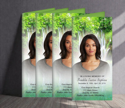 Natural Waters Long Fold Program Design & Print (Pack of 50) - The Funeral Program Site