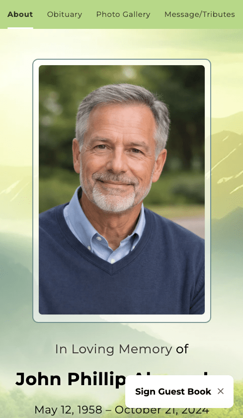 Nature Online Memorial Website - The Funeral Program Site