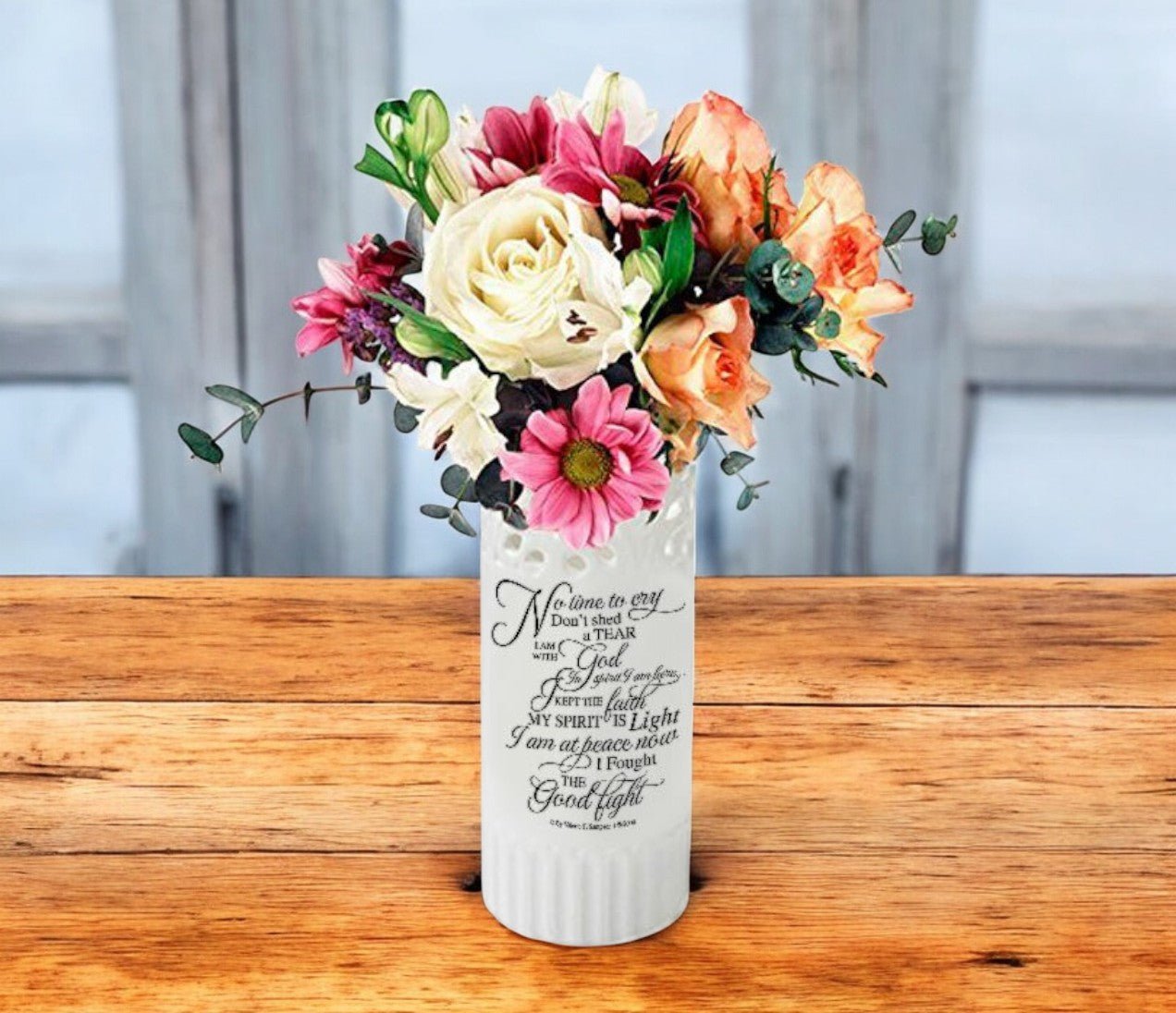 No Time To Cry Loving Memory Vase Ceramic Flower Memorial Vase - The Funeral Program Site