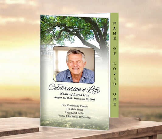 Oakridge 4 - Sided Graduated Funeral Program Template - The Funeral Program Site