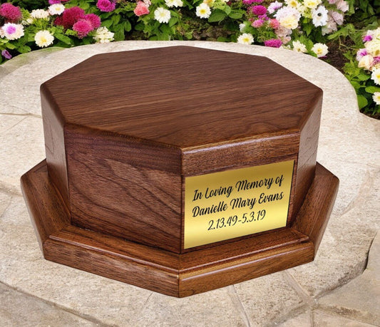 Octagon Wood Cremation Urn Stand Base - The Funeral Program Site