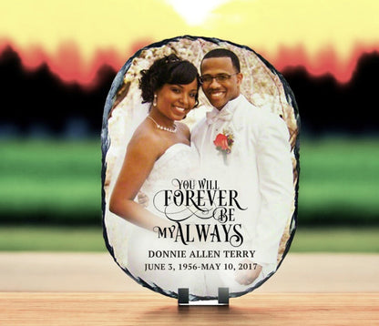 Oval Memorial Slate Stone Plaque with Stand - The Funeral Program Site