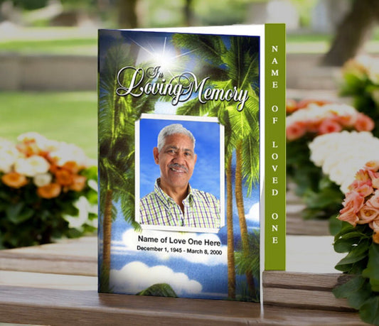Paradise 4 - Sided Graduated Funeral Program Template - The Funeral Program Site