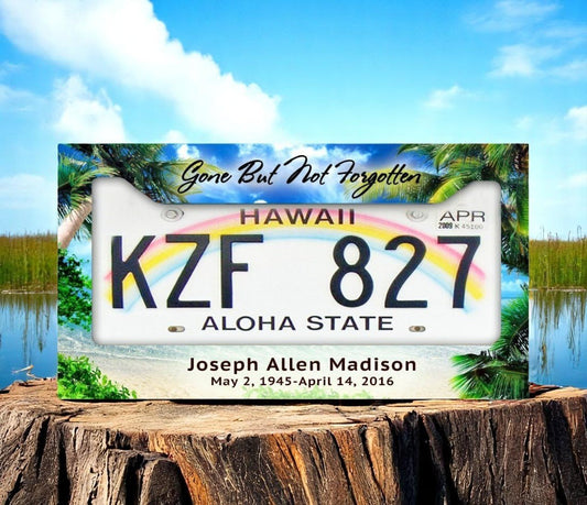 Paradise Custom In Loving Memory License Plate Frame - The Funeral Program Site