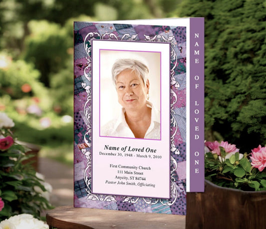 Patchwork 4 - Sided Graduated Funeral Program Template - The Funeral Program Site