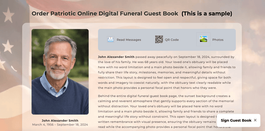 Patriotic Digital Funeral Guest Book - The Funeral Program Site